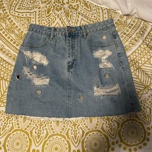 Forever 21 Distressed Jean Skirt